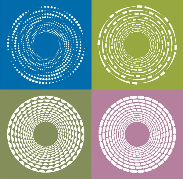 Conjunto Formas Helicoidales Blancas Espirales Rizadas Rizadas Espiral Giro Remolino — Vector de stock