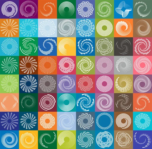 Ensemble Formes Hélicoïdales Blanches Spirales Bouclées Bouclées Spirale Tourbillon Tourbillon — Image vectorielle