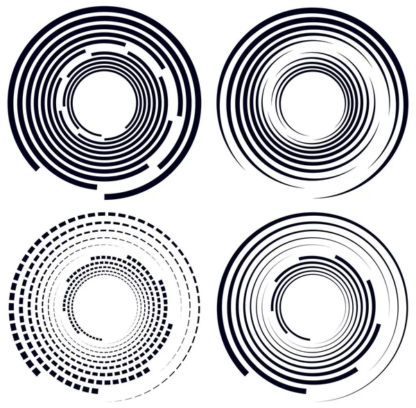 Conjunto Vórtice Blanco Negro Formas Voluta Elementos Hélice Retorcidos — Vector de stock