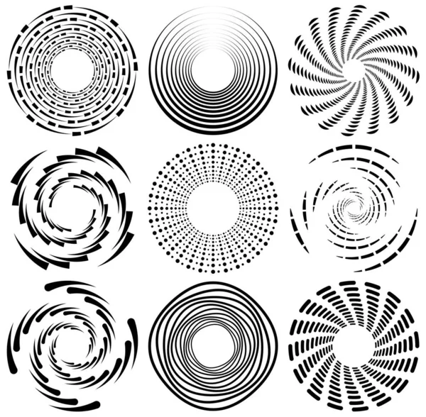 Černobílý Vír Volutové Tvary Twisted Helix Elements — Stockový vektor