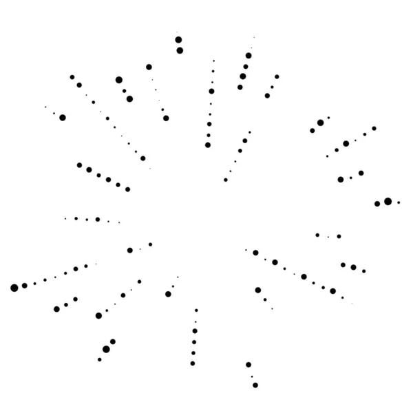 Puntos Aleatorios Círculos Abstractos Speckles Radial Punteada Radiante Ilustración Geométrica — Archivo Imágenes Vectoriales