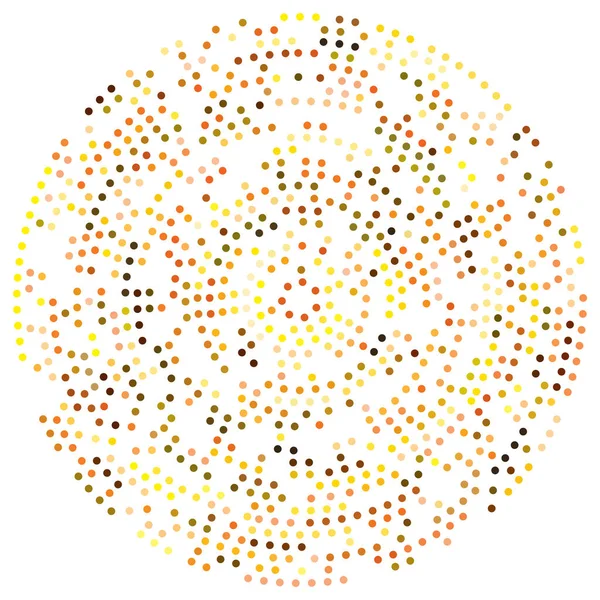 ランダムな点 円の抽象的な スペクトル 放射線 円形の幾何学的イラスト 点描デザイン要素 — ストックベクタ