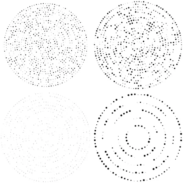 Willekeurige Stippen Cirkels Abstract Spetters Gestippelde Radiale Stralende Cirkelvormige Geometrische — Stockvector