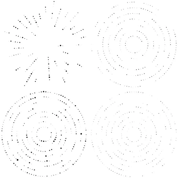 Випадкові Крапки Кола Абстрактні Приклади Пунктирні Радіальні Випромінювальні Кругові Геометричні — стоковий вектор