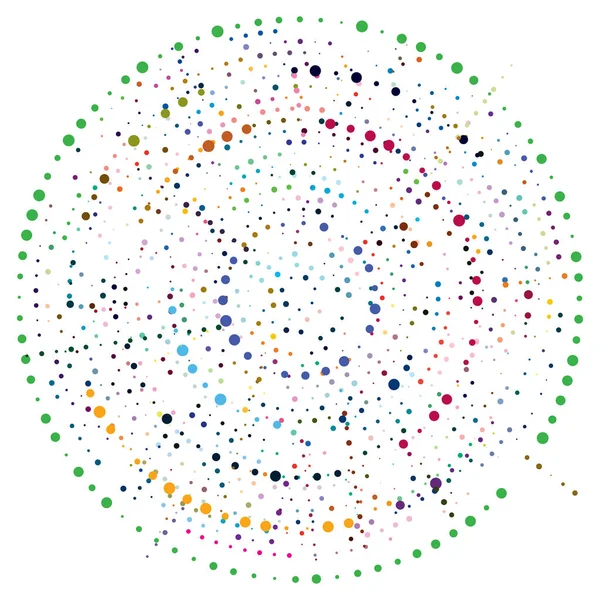 Puntos Aleatorios Círculos Abstractos Speckles Radial Punteada Radiante Ilustración Geométrica — Vector de stock