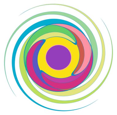 Soyut spiral, girdap, girdap ve girdap canlı renkler halinde şekillenir.