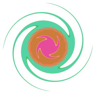 Soyut spiral, girdap, girdap ve girdap canlı renkler halinde şekillenir.