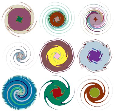 Mottle, çeşitli soyut spiral, girdap, girdap ve girdap şekilleri
