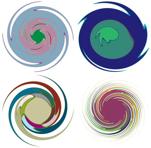 Abstract Spiral Swirl Twirl Vortex Shapes — Stock Vector