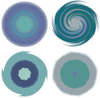 Abstract spiral, swirl, twirl and vortex shapes clipart