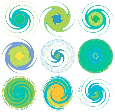 Abstract spiral, swirl, twirl and vortex shapes clipart