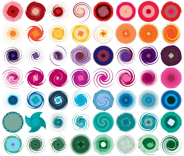 Monochrome Abstract Spiral Swirl Twirl Vortex Shapes — Stock Vector