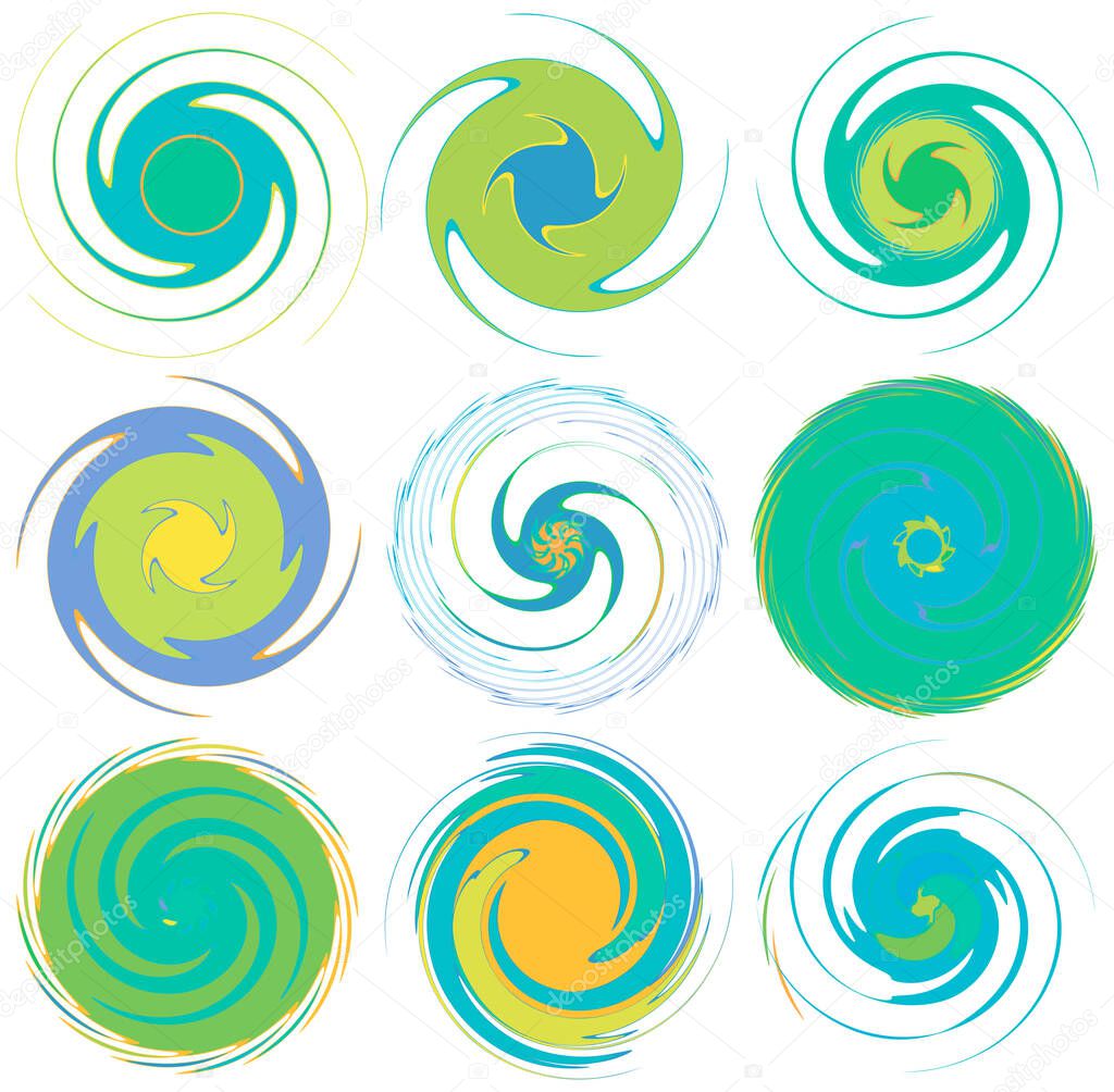 Abstract spiral, swirl, twirl and vortex shapes