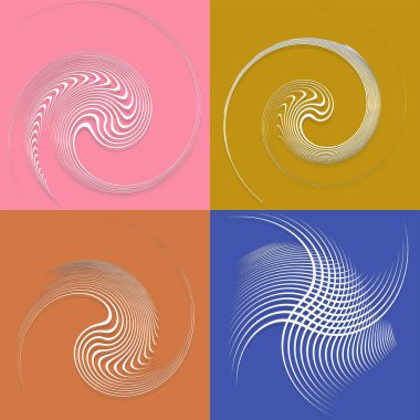 Beyaz sarmal, sarmal, kıvrık ve kıvrımlı şekiller. spiral, çevirme, girdap çizimi. Sicim tasarımı elementleri tek renk, tek renkli arkaplan, arka plan. Sarmal, volta takımı.