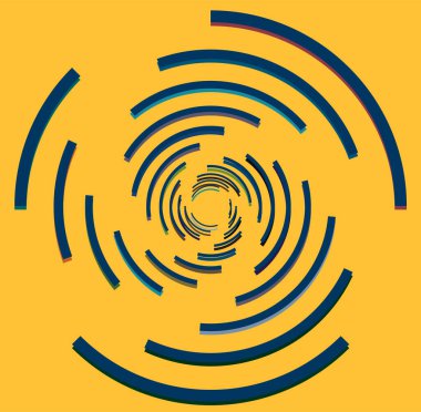 Çok renkli kıvrımlı, bobin, kıvrımlı volt şekli. sicim girdabı eşmerkezli, dairesel, ışık saçan, dairesel, daireler çizerek dönen moda