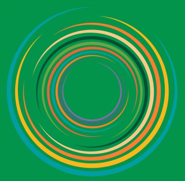 Tek noktalı, çok renkli ve renkli spiral, girdap, dönme elementi. Çarpık döngüsel, dairesel ve dairesel, ışınımlı girdap, renkli arkaplan üzerinde volt şekli, arka plan