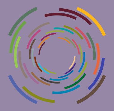 Tek noktalı, çok renkli ve renkli spiral, girdap, dönme elementi. Çarpık döngüsel, dairesel ve dairesel, ışınımlı girdap, renkli arkaplan üzerinde volt şekli, arka plan