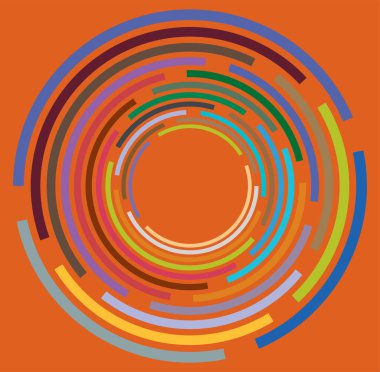 Tek noktalı, çok renkli ve renkli spiral, girdap, dönme elementi. Çarpık döngüsel, dairesel ve dairesel, ışınımlı girdap, renkli arkaplan üzerinde volt şekli, arka plan