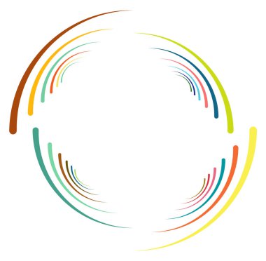 Tek noktalı, çok renkli ve renkli spiral, girdap, dönme elementi. Bükülmüş döngüsel, dairesel ve dairesel, yayılan girdap, volt şekilli