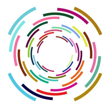 Tek noktalı, çok renkli ve renkli spiral, girdap, dönme elementi. Bükülmüş döngüsel, dairesel ve dairesel, yayılan girdap, volt şekilli