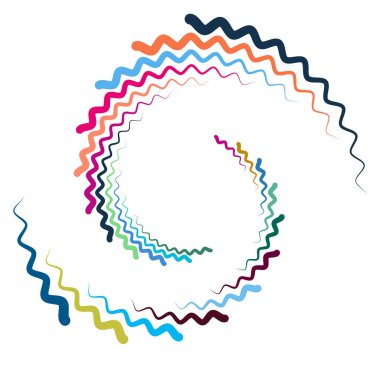 Tek noktalı, çok renkli ve renkli spiral, girdap, dönme elementi. Bükülmüş döngüsel, dairesel ve dairesel, yayılan girdap, volt şekilli