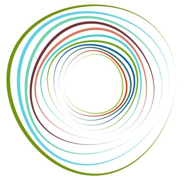 Tek noktalı, çok renkli ve renkli spiral, girdap, dönme elementi. Bükülmüş döngüsel, dairesel ve dairesel, yayılan girdap, volt şekilli