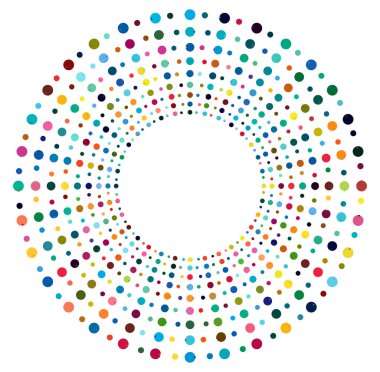 Tek noktalı, çok renkli ve renkli spiral, girdap, dönme elementi. Bükülmüş döngüsel, dairesel ve dairesel, yayılan girdap, volt şekilli