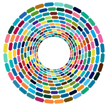 Tek noktalı, çok renkli ve renkli spiral, girdap, dönme elementi. Bükülmüş döngüsel, dairesel ve dairesel, yayılan girdap, volt şekilli