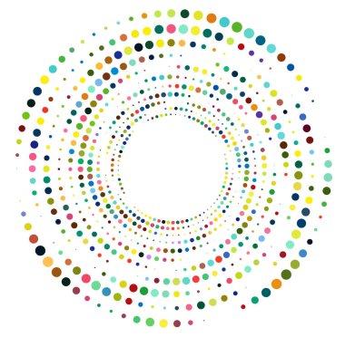 Tek noktalı, çok renkli ve renkli spiral, girdap, dönme elementi. Bükülmüş döngüsel, dairesel ve dairesel, yayılan girdap, volt şekilli