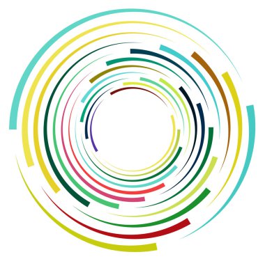 Tek noktalı, çok renkli ve renkli spiral, girdap, dönme elementi. Bükülmüş döngüsel, dairesel ve dairesel, yayılan girdap, volt şekilli