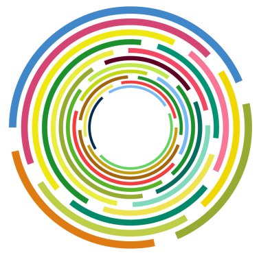 Tek noktalı, çok renkli ve renkli spiral, girdap, dönme elementi. Bükülmüş döngüsel, dairesel ve dairesel, yayılan girdap, volt şekilli