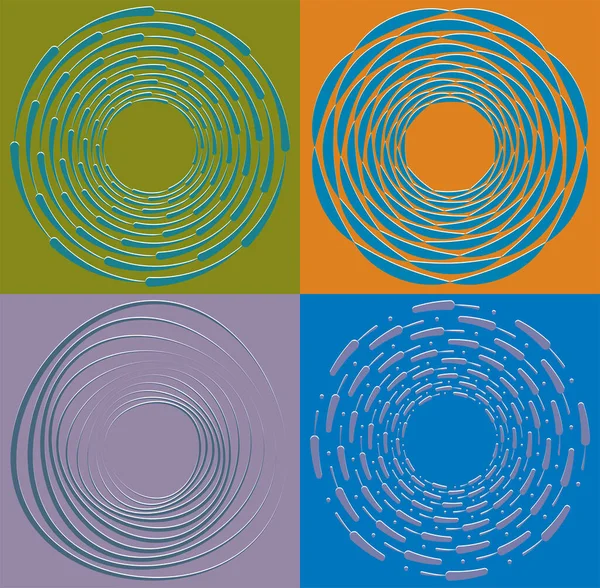 Duotone Curly Coil Gyration Volute Shape Twine Vortex Rotating Concentric — Stock Vector