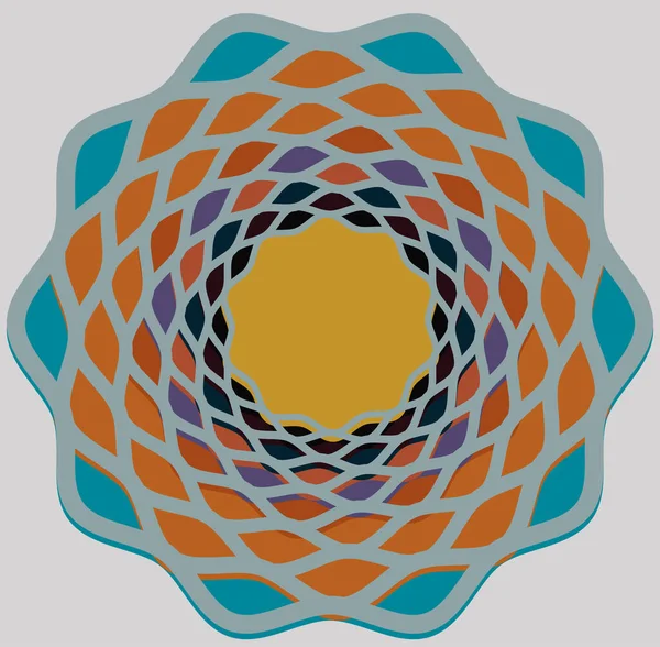 多色卷曲 旋转体积形状 涡旋以同心圆 辐射状和圆形旋转的涡旋 — 图库矢量图片