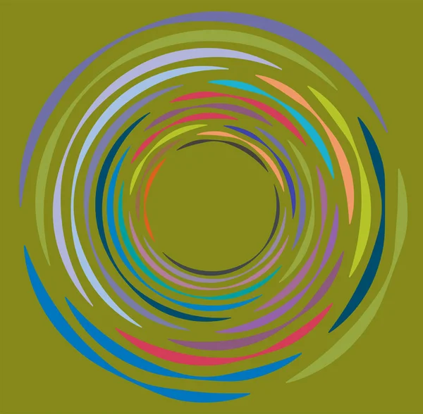 Tek noktalı, çok renkli ve renkli spiral, girdap, dönme elementi. Çarpık döngüsel, dairesel ve dairesel, ışınımlı girdap, renkli arkaplan üzerinde volt şekli, arka plan