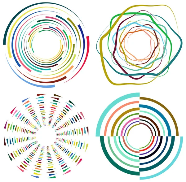 Набор Пестрых Разноцветных Красочных Спиральных Вихревых Крутящихся Фигур Вихревая Вихревая — стоковый вектор