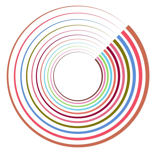 Einfarbiges Mehrfarbiges Und Farbenfrohes Spiral Wirbel Wirbelelement Verdreht Zyklisch Kreisförmig — Stockvektor