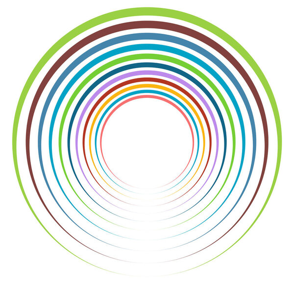 Single mottled, multi-color and colorful spiral, swirl, twirl element. Twisted cyclic, circular and radial, radiating whorl, volute shape