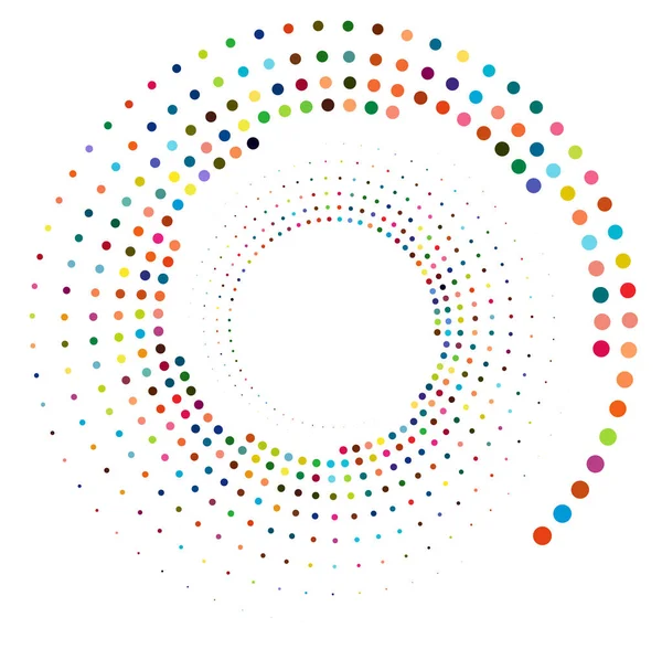 单瓣斑驳 多色和多彩的螺旋形 涡旋元素 圆形和径向 辐射状 — 图库矢量图片