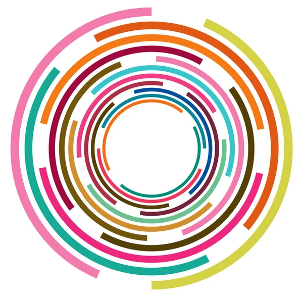 Einfarbiges Mehrfarbiges Und Farbenfrohes Spiral Wirbel Wirbelelement Verdreht Zyklisch Kreisförmig — Stockvektor