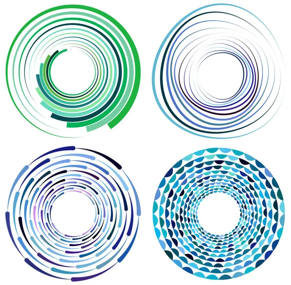 Set Dari Warna Warni Multiwarna Dan Monokrom Siklik Siklus Cincin - Stok Vektor