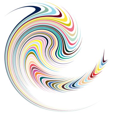 Tek noktalı, çok renkli ve renkli spiral, girdap, dönme elementi. Bükülmüş döngüsel, dairesel ve dairesel, yayılan girdap, volt şekilli