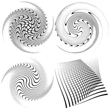 Siyah beyaz girdap seti, volt şekilleri. Çarpık sarmal elementler