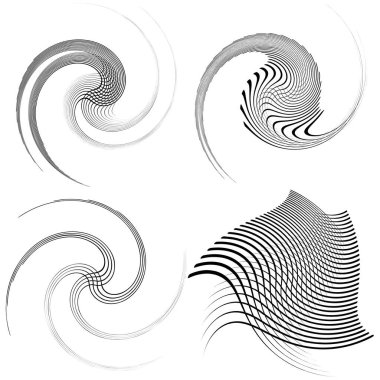 Siyah beyaz girdap seti, volt şekilleri. Çarpık sarmal elementler