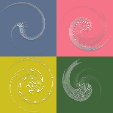 Beyaz sarmal, sarmal, kıvrık ve kıvrımlı şekiller. spiral, çevirme, girdap çizimi. Sicim tasarımı elementleri tek renk, tek renkli arkaplan, arka plan. Sarmal, volta takımı.