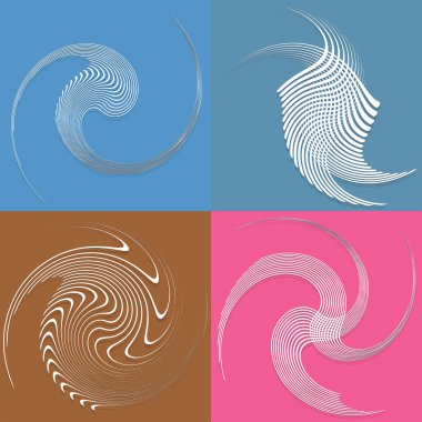 Beyaz sarmal, sarmal, kıvrık ve kıvrımlı şekiller. spiral, çevirme, girdap çizimi. Sicim tasarımı elementleri tek renk, tek renkli arkaplan, arka plan. Sarmal, volta takımı.