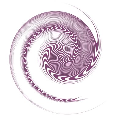 Single-colored,monochrome twirl, swirl. Shape with rotation, spin, spiral distortion. Helix, volute and twine design element clipart