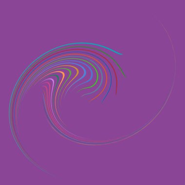 Lekeli, lekeli, kremsi tek noktalı, çok renkli ve renkli spiral, girdap, kıvrım elementi. Çarpık döngüsel, dairesel ve dairesel, ışınımlı girdap, renkli arkaplan üzerinde volt şekli, arka plan