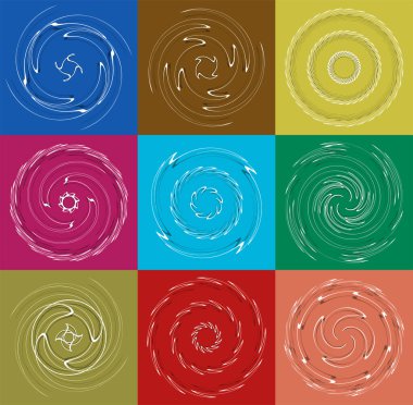 Beyaz sarmal, sarmal, kıvrık ve kıvrımlı şekiller. spiral, çevirme, girdap çizimi. Sicim tasarımı elementleri tek renk, tek renkli arkaplan, arka plan. Sarmal, volta takımı.