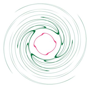 Tek noktalı, çok renkli ve renkli spiral, girdap, dönme elementi. Bükülmüş döngüsel, dairesel ve dairesel, yayılan girdap, volt şekilli