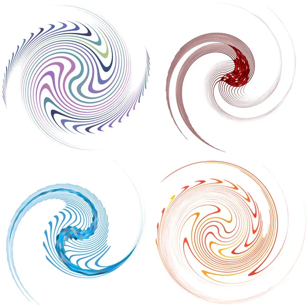 Uppsättning Färgglada Flerfärgad Och Monokrom Cykliska Cykel Koncentriska Ringar Snurrade — Stock vektor